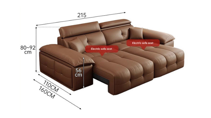 Lawrence Electric Recliner Sofa Bed – Modern Full-Leather Couch with Storage for Small Apartments