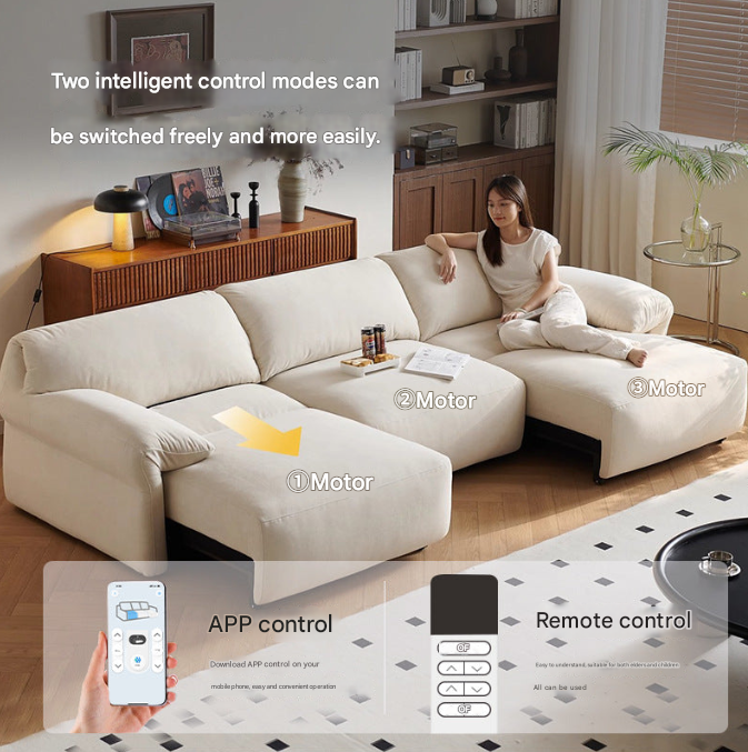 Elephant Ear Fabric Sofa Bed – Electric Folding Recliner for Modern Living Rooms