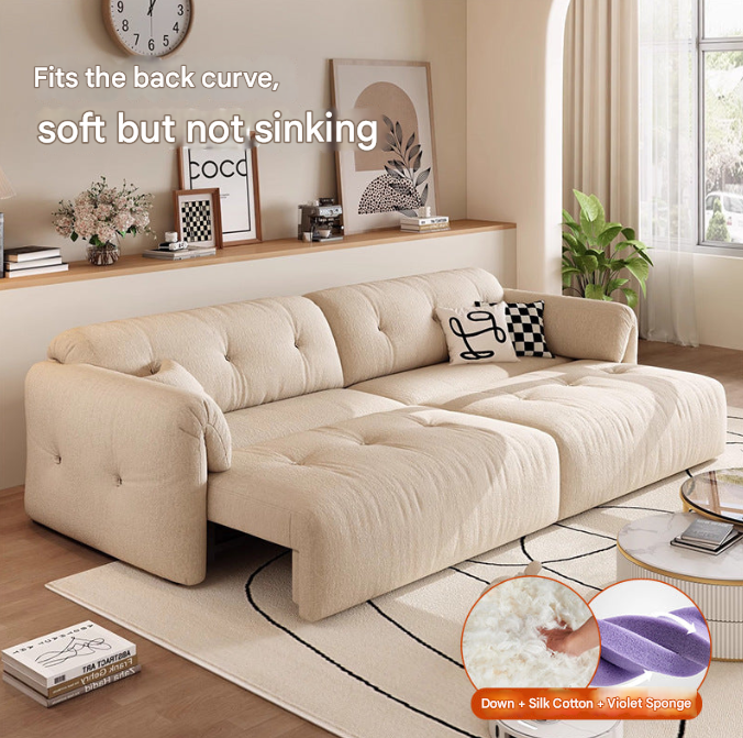 Cloud-Inspired Electric Fabric Sofa – Lazy Telescopic Recliner for Modern Living Rooms