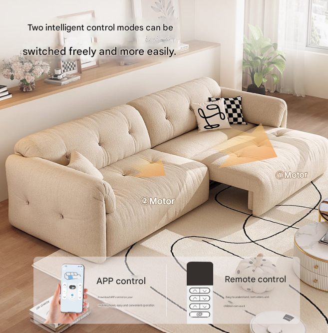 Cloud-Inspired Electric Fabric Sofa – Lazy Telescopic Recliner for Modern Living Rooms