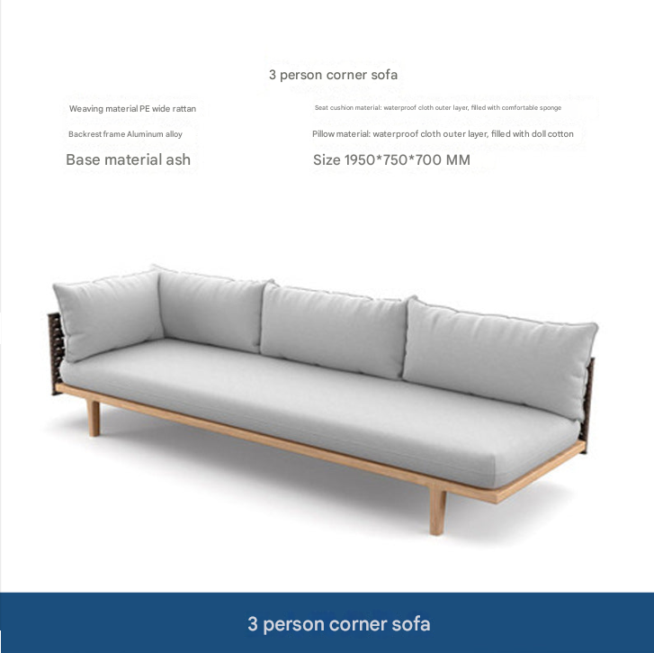 Scandinavian Outdoor Rattan Sofa Set with Coffee Tables – Villa & Balcony Use