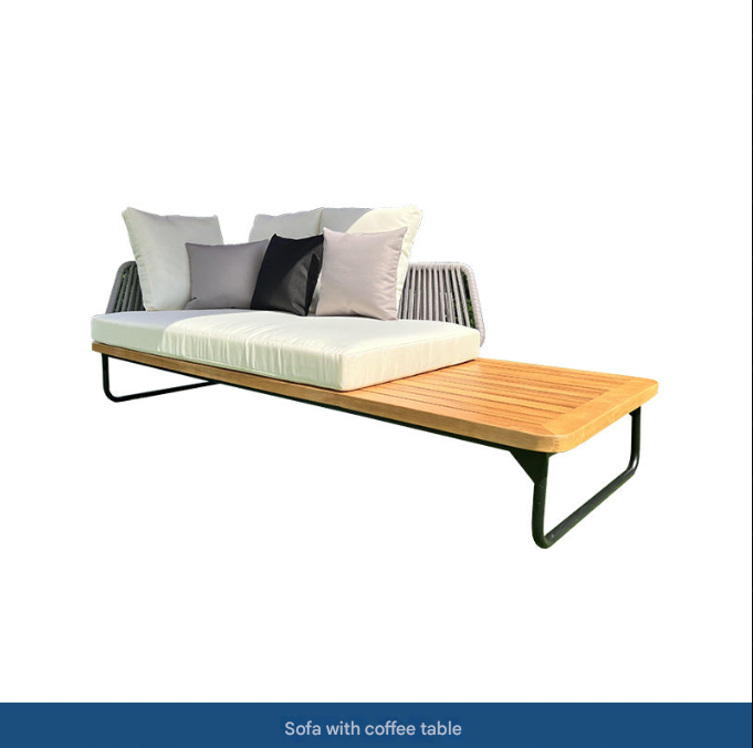 Modern Outdoor Solid Wood Sofa Set – Garden Patio Lounge with Aluminum Frame and Parasol