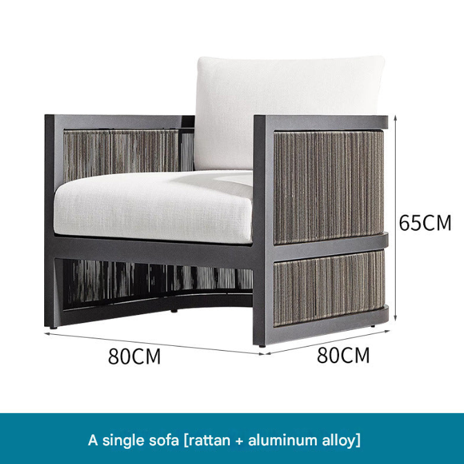 Nordic Outdoor Teak Rattan Sofa Set – Villa Courtyard Lounge with Coffee Table