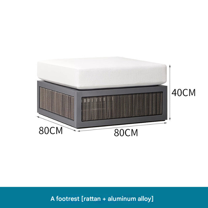 Nordic Outdoor Teak Rattan Sofa Set – Villa Courtyard Lounge with Coffee Table