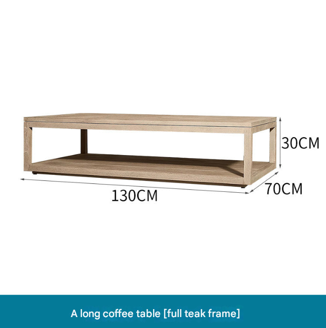 Nordic Outdoor Teak Rattan Sofa Set – Villa Courtyard Lounge with Coffee Table