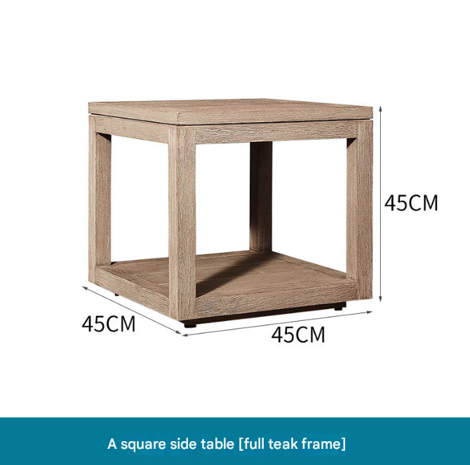 Nordic Outdoor Teak Rattan Sofa Set – Villa Courtyard Lounge with Coffee Table