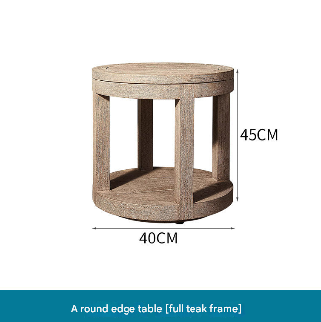 Nordic Outdoor Teak Rattan Sofa Set – Villa Courtyard Lounge with Coffee Table