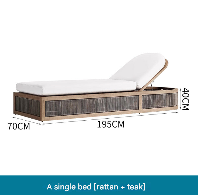 Nordic Outdoor Teak Rattan Sofa Set – Villa Courtyard Lounge with Coffee Table