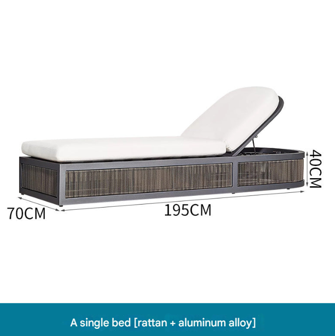 Nordic Outdoor Teak Rattan Sofa Set – Villa Courtyard Lounge with Coffee Table