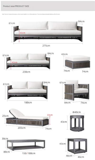 Nordic Outdoor Teak Rattan Sofa Set – Villa Courtyard Lounge with Coffee Table