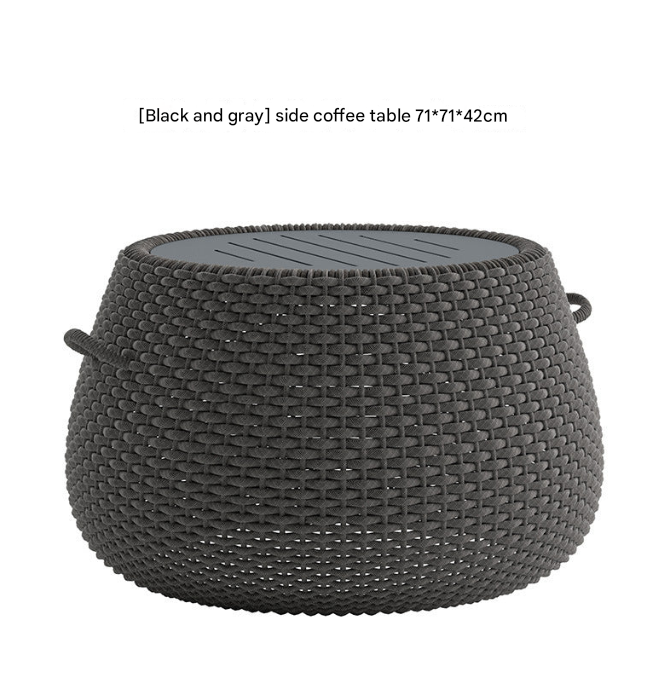 Khaki PE Rattan Outdoor Sofa Set – UV-Resistant Balcony & Garden Seating