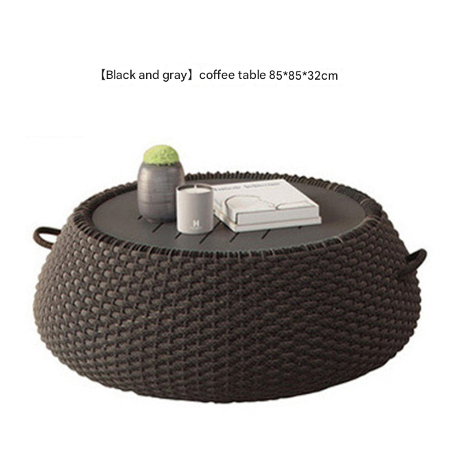 Khaki PE Rattan Outdoor Sofa Set – UV-Resistant Balcony & Garden Seating