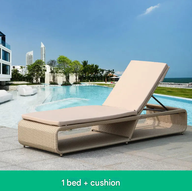 Adjustable Rattan Chaise Lounge Set – Sun Lounger for Balcony & Poolside