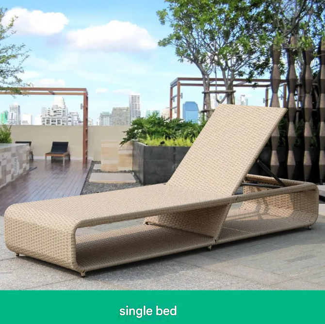 Adjustable Rattan Chaise Lounge Set – Sun Lounger for Balcony & Poolside