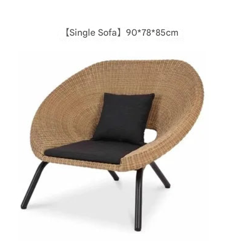Modern Nordic Rattan Lounge Set – 3-Piece Curved Balcony Chairs & Table