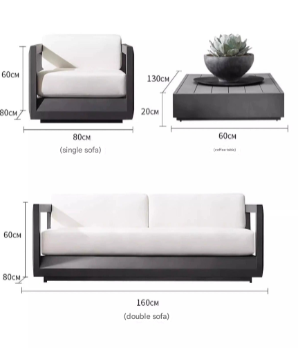 Minimalist Outdoor Aluminum Sofa Set with Matching Coffee Table – Weatherproof Garden Lounge