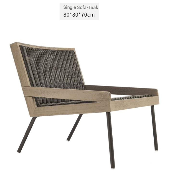 Teak & Aluminum Outdoor Sofa Set with Coffee Table – Weatherproof Garden Lounge Furniture