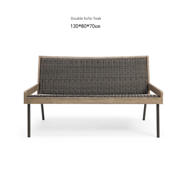 Teak & Aluminum Outdoor Sofa Set with Coffee Table – Weatherproof Garden Lounge Furniture