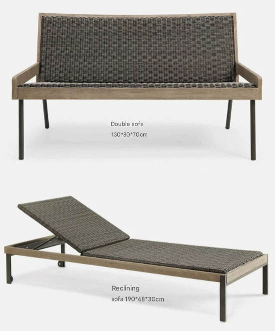 Teak & Aluminum Outdoor Sofa Set with Coffee Table – Weatherproof Garden Lounge Furniture