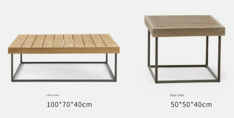 Teak & Aluminum Outdoor Sofa Set with Coffee Table – Weatherproof Garden Lounge Furniture