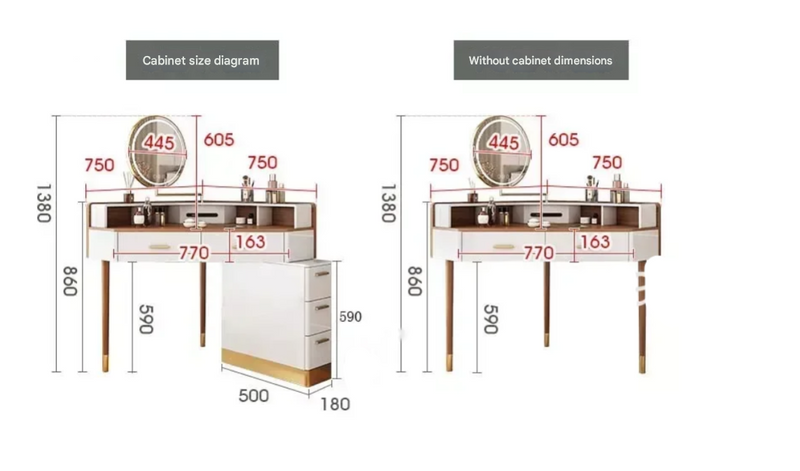Corner Dresser Table with LED Mirror, USB Port & Storage Drawers – Nordic Makeup Vanity Set