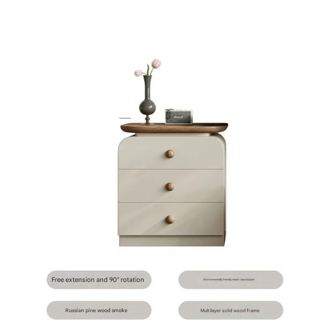 French Walnut Dressing Table with Rotating Extension & Drawer Cabinet – Modern Vanity for All Apartment Sizes
