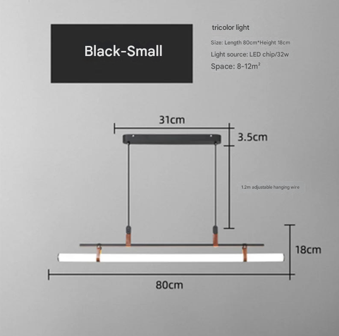 Gold Leather Strap LED Tube Pendant Light – Modern Linear Chandelier for Dining & Office