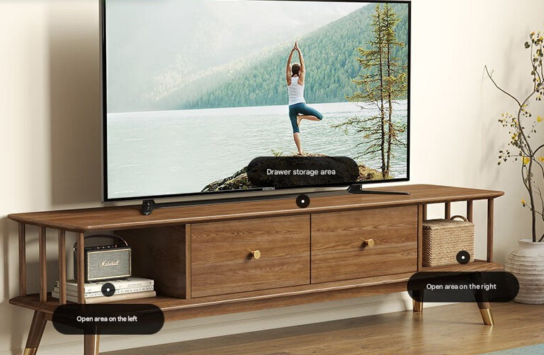 Nordic Solid Wood TV Stand with Coffee Table Set – Walnut Ash Media Unit for Modern Living Rooms