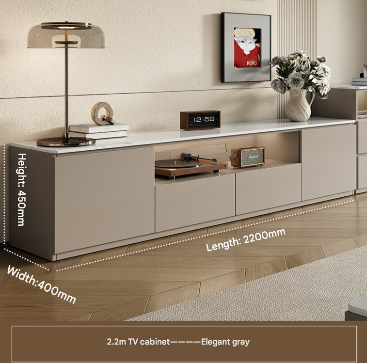European Cream Style TV Cabinet – Modern Solid Wood Floor-Standing Media Unit with Storage for Living Rooms
