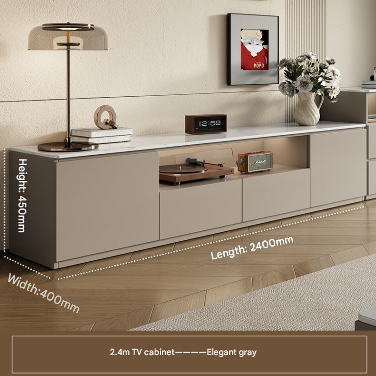 European Cream Style TV Cabinet – Modern Solid Wood Floor-Standing Media Unit with Storage for Living Rooms