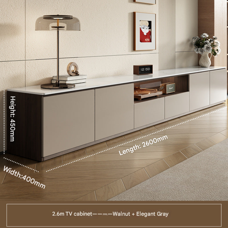 European Cream Style TV Cabinet – Modern Solid Wood Floor-Standing Media Unit with Storage for Living Rooms