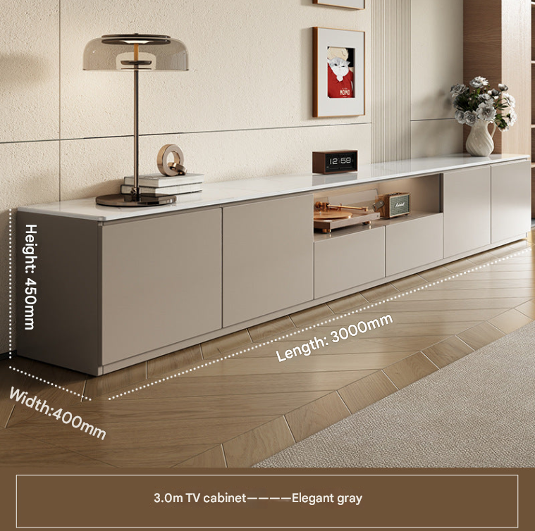 European Cream Style TV Cabinet – Modern Solid Wood Floor-Standing Media Unit with Storage for Living Rooms