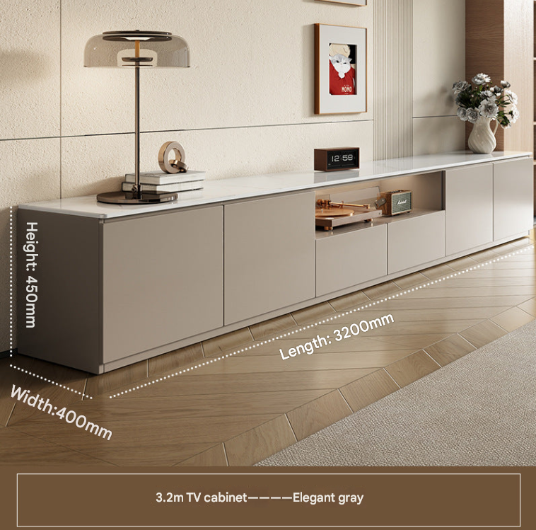 European Cream Style TV Cabinet – Modern Solid Wood Floor-Standing Media Unit with Storage for Living Rooms