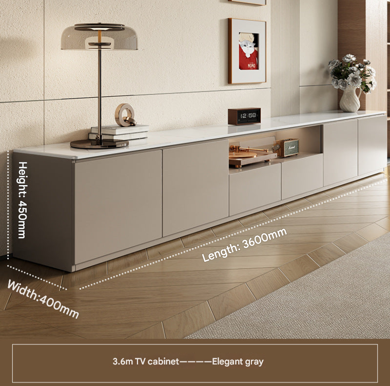 European Cream Style TV Cabinet – Modern Solid Wood Floor-Standing Media Unit with Storage for Living Rooms