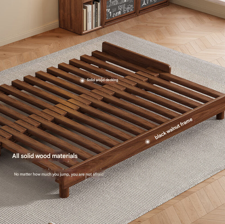 Black Walnut Solid Wood Telescopic Sofa Bed – Folding Dual-Use for Modern Living Rooms