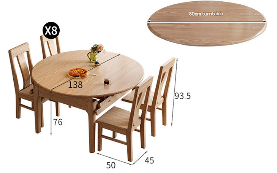 Nordic Ash Wood Dining Table – Retractable Solid Wood Table with Chairs for Modern Apartments