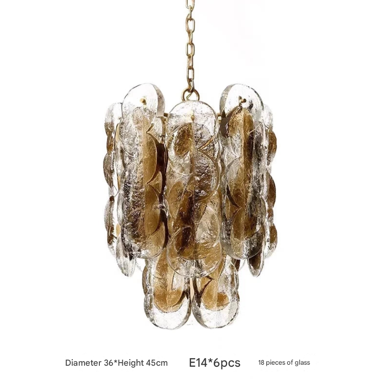 Retro Amber Glass Chandelier – Luxury Pendant Light for Living, Dining & Bedroom Decor