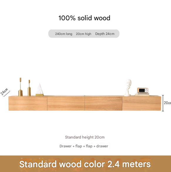 Minimalist Solid Wood Floating TV Cabinet – Wall-Mounted Media Console for Modern Living Rooms