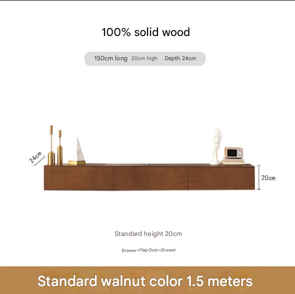 Minimalist Solid Wood Floating TV Cabinet – Wall-Mounted Media Console for Modern Living Rooms