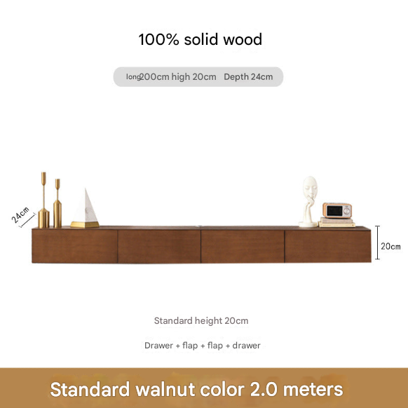 Minimalist Solid Wood Floating TV Cabinet – Wall-Mounted Media Console for Modern Living Rooms