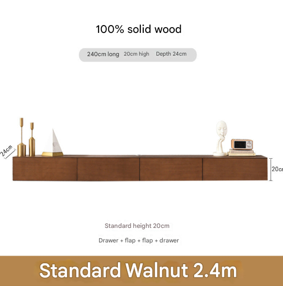 Minimalist Solid Wood Floating TV Cabinet – Wall-Mounted Media Console for Modern Living Rooms