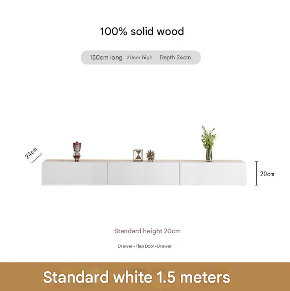 Minimalist Solid Wood Floating TV Cabinet – Wall-Mounted Media Console for Modern Living Rooms