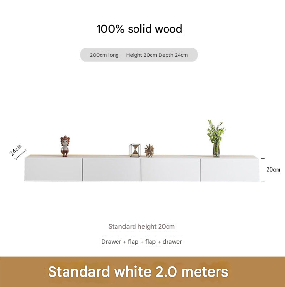 Minimalist Solid Wood Floating TV Cabinet – Wall-Mounted Media Console for Modern Living Rooms