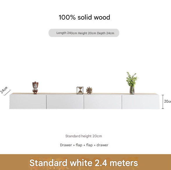 Minimalist Solid Wood Floating TV Cabinet – Wall-Mounted Media Console for Modern Living Rooms
