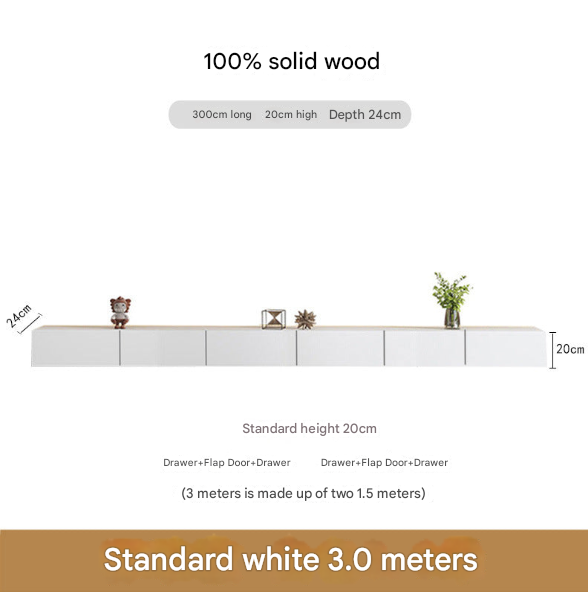 Minimalist Solid Wood Floating TV Cabinet – Wall-Mounted Media Console for Modern Living Rooms