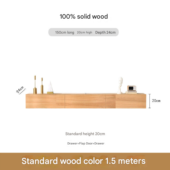 Minimalist Solid Wood Floating TV Cabinet – Wall-Mounted Media Console for Modern Living Rooms