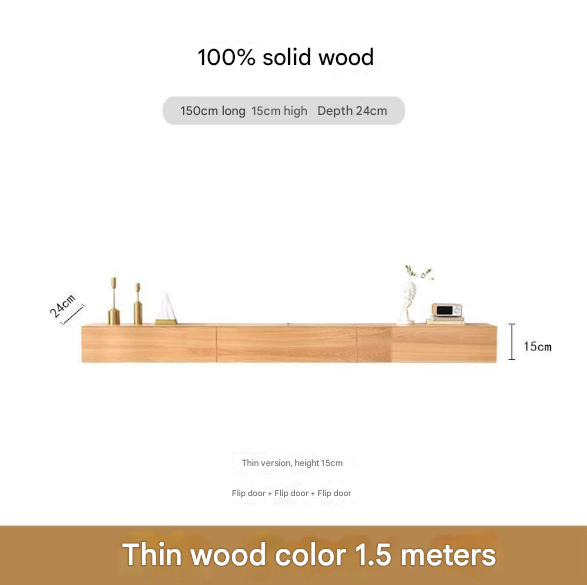 Minimalist Solid Wood Floating TV Cabinet – Wall-Mounted Media Console for Modern Living Rooms