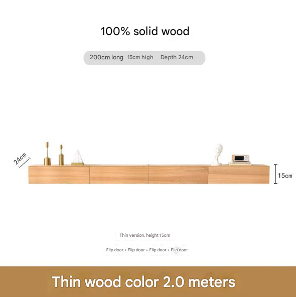 Minimalist Solid Wood Floating TV Cabinet – Wall-Mounted Media Console for Modern Living Rooms