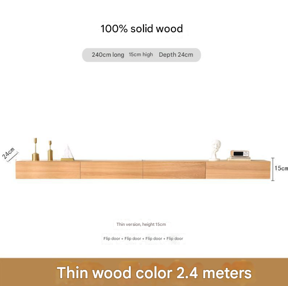 Minimalist Solid Wood Floating TV Cabinet – Wall-Mounted Media Console for Modern Living Rooms