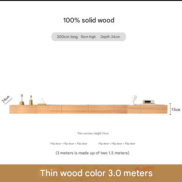 Minimalist Solid Wood Floating TV Cabinet – Wall-Mounted Media Console for Modern Living Rooms